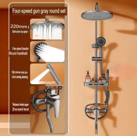 All Copper Shower Head Set Rain Shower Booster