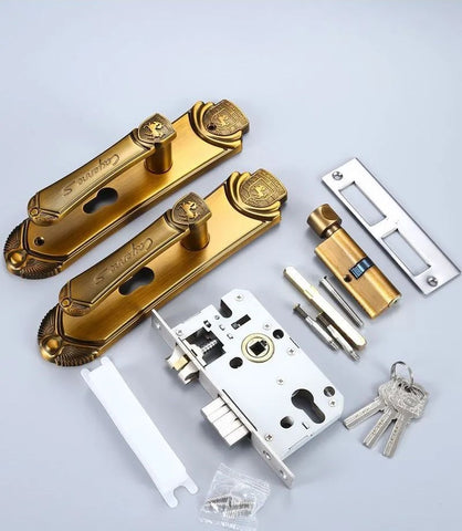 Door Handles Yellow Bronze Modern Lever Latch Security