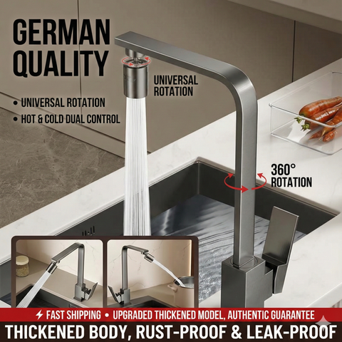 Square Kitchen Faucet Hot Cold Water