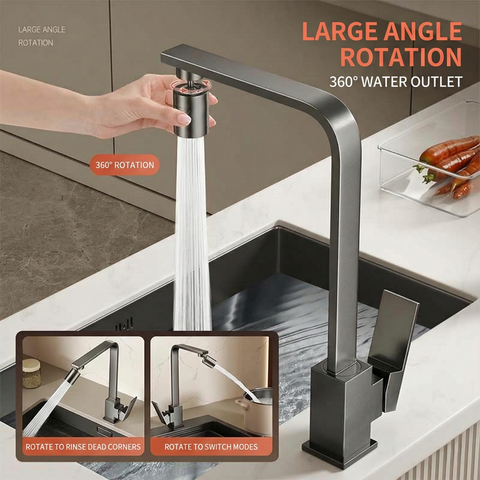 Square Kitchen Faucet Hot Cold Water