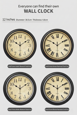 Silent Retro Wall Clock Elegant