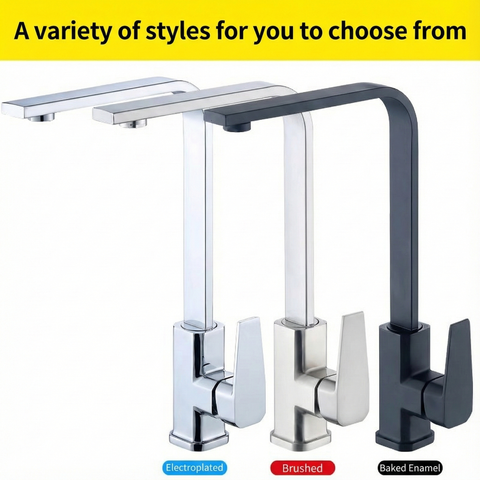 Square Chrome Kitchen Faucet Hot Cold