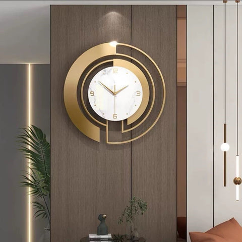Walnut Marble Silent Wall Clock