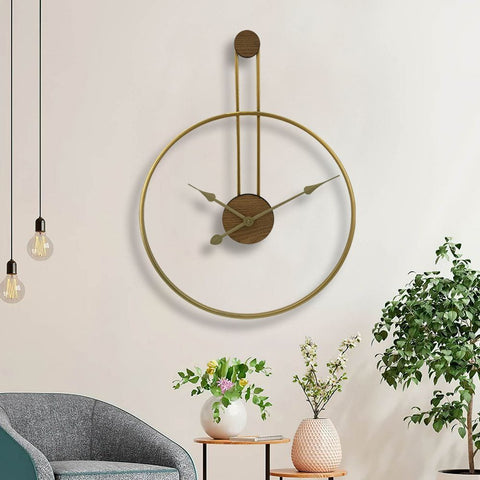 Metal Walnut Silent Wall Clock
