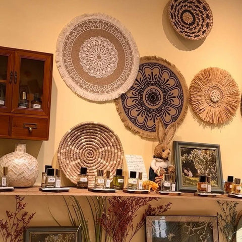 Handwoven Boho Basket Wall Art Decor