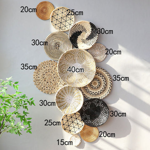 Handwoven Boho Basket Wall Art Decor