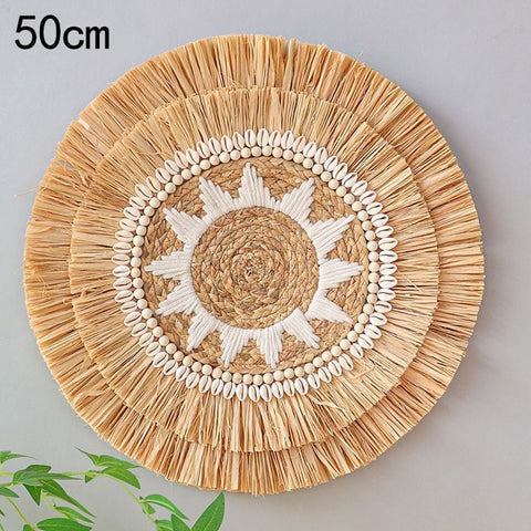Handwoven Boho Basket Wall Art Decor