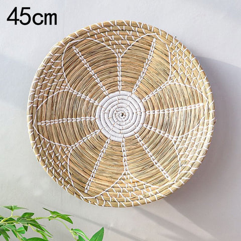 Handwoven Boho Basket Wall Art Decor