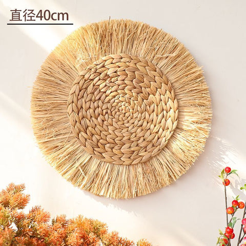 Handwoven Boho Basket Wall Art Decor