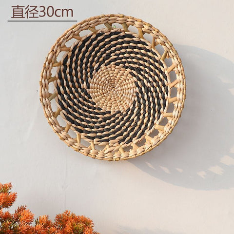 Handwoven Boho Basket Wall Art Decor