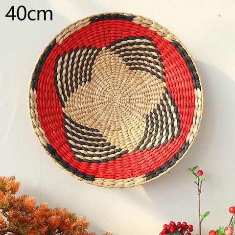 Handwoven Boho Basket Wall Art Decor