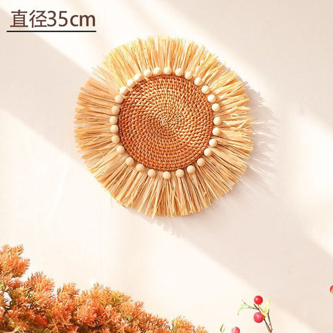 Handwoven Boho Basket Wall Art Decor
