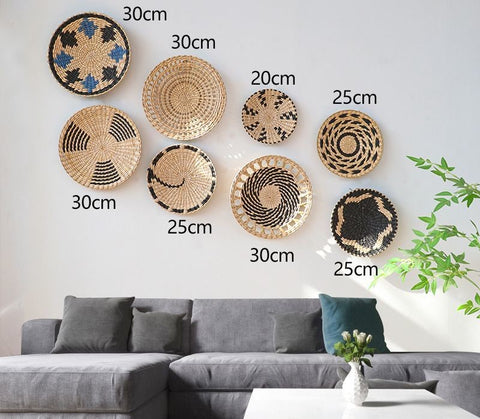 Handwoven Boho Basket Wall Art Decor