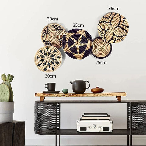 Handwoven Boho Basket Wall Art Decor