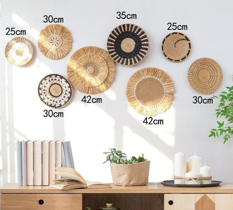 Handwoven Boho Basket Wall Art Decor