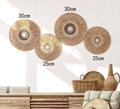 Handwoven Boho Basket Wall Art Decor