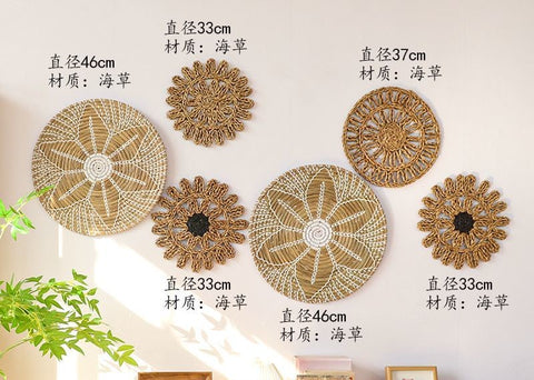 Handwoven Boho Basket Wall Art Decor