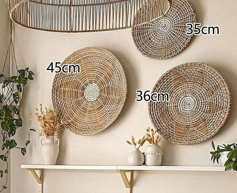 Handwoven Boho Basket Wall Art Decor