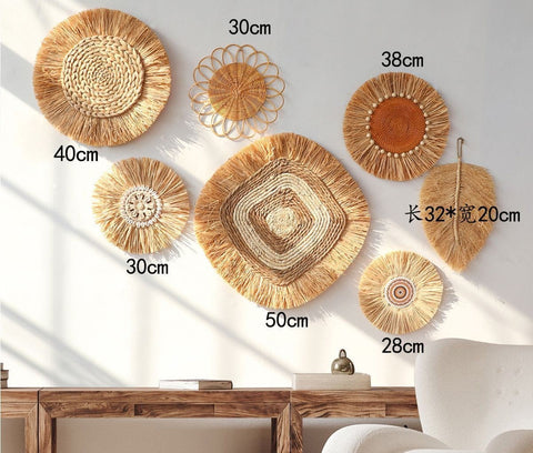 Handwoven Boho Basket Wall Art Decor