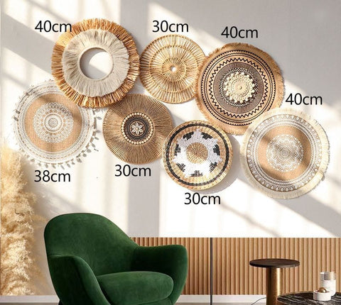 Handwoven Boho Basket Wall Art Decor