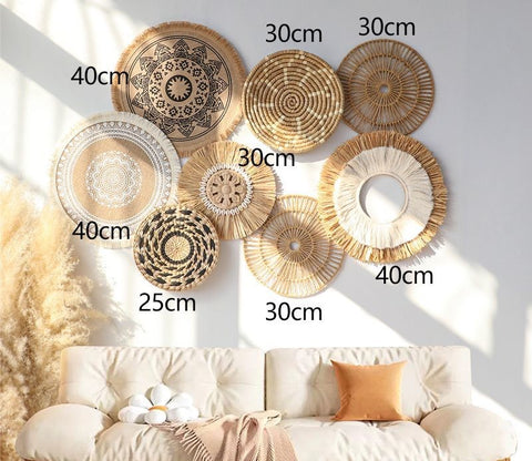 Handwoven Boho Basket Wall Art Decor