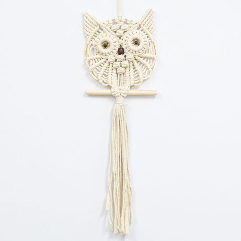 Hand-Woven Owl Macrame Wall Hanging