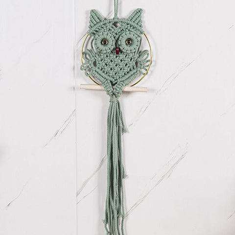 Hand-Woven Owl Macrame Wall Hanging