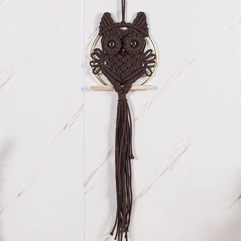 Hand-Woven Owl Macrame Wall Hanging