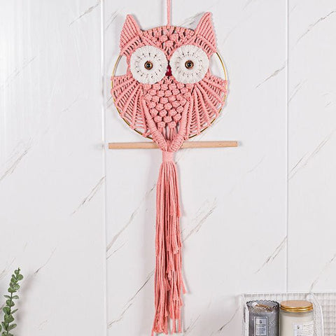 Hand-Woven Owl Macrame Wall Hanging