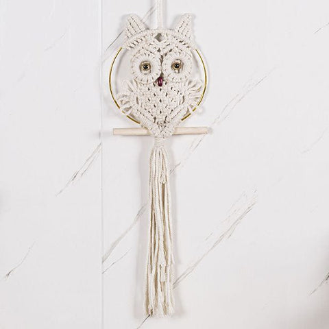 Hand-Woven Owl Macrame Wall Hanging