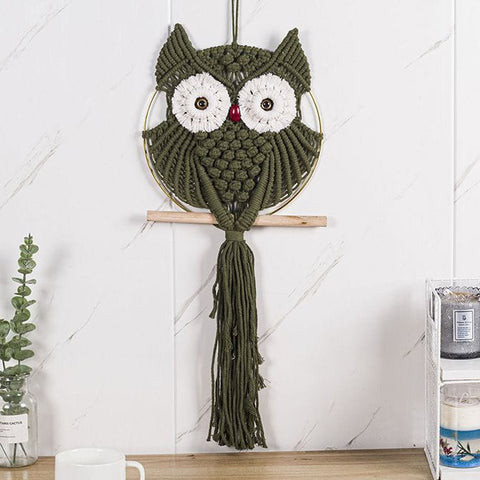 Hand-Woven Owl Macrame Wall Hanging