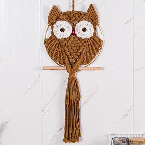 Hand-Woven Owl Macrame Wall Hanging