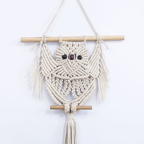 Hand-Woven Owl Macrame Wall Hanging