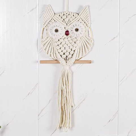 Hand-Woven Owl Macrame Wall Hanging