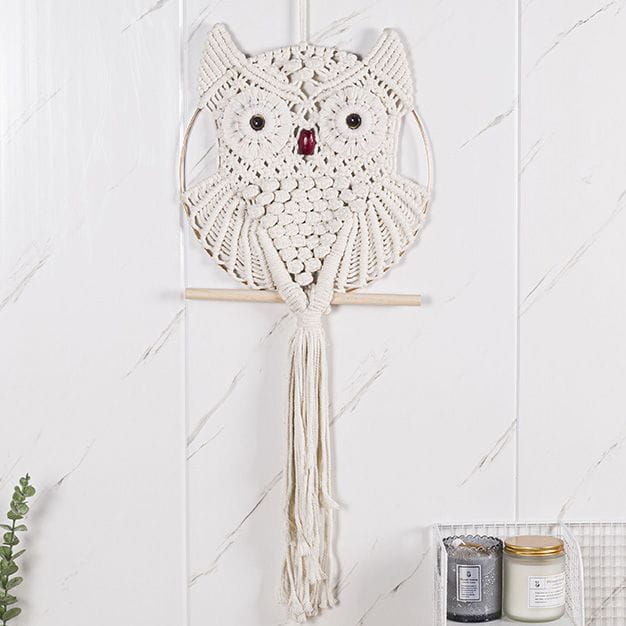 Hand-Woven Owl Macrame Wall Hanging
