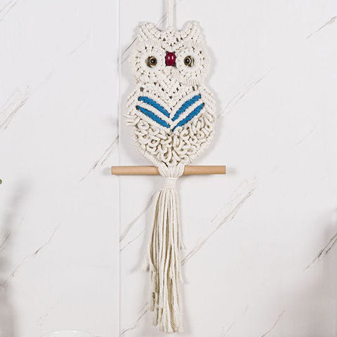Hand-Woven Owl Macrame Wall Hanging