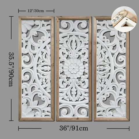 Vintage Wood Carved Wall Art Panels