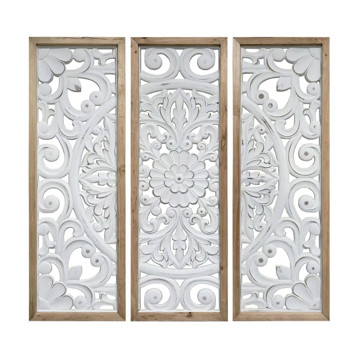 Vintage Wood Carved Wall Art Panels