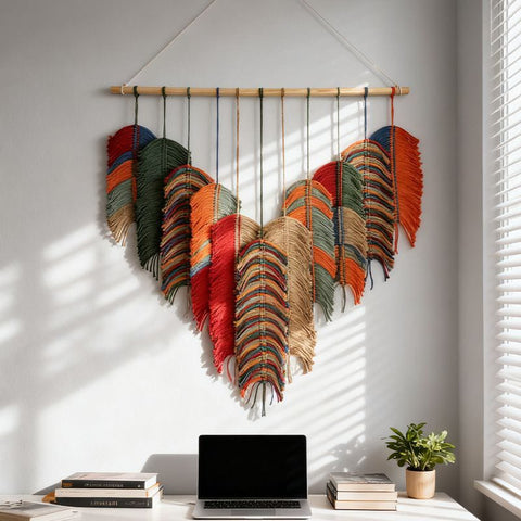 Colorful Boho Leaf Tapestry Wall Hanging
