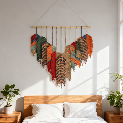 Colorful Boho Leaf Tapestry Wall Hanging