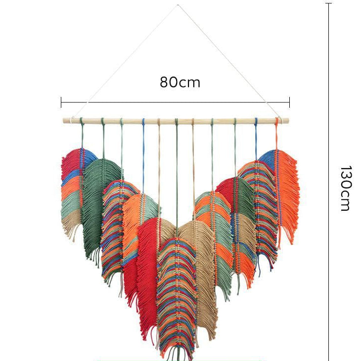 Colorful Boho Leaf Tapestry Wall Hanging
