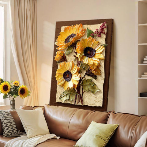 Vintage Sunflower Living Room Wall Art