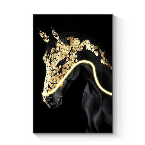 Black Gold Horse Living Room Wall Art