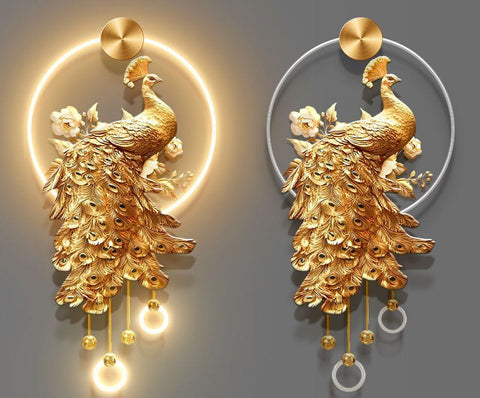 Luxury Gold Peacock Entrance Wall Art