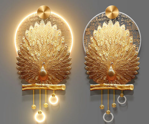Luxury Gold Peacock Entrance Wall Art