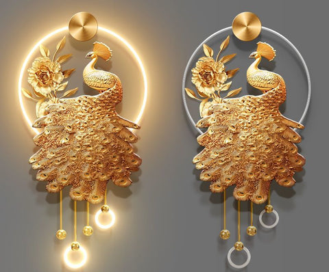 Luxury Gold Peacock Entrance Wall Art
