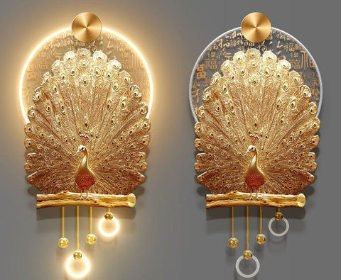 Luxury Gold Peacock Entrance Wall Art