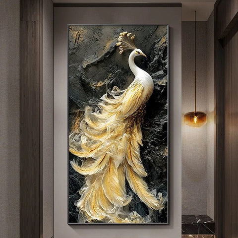 Minimalist Peacock Abstract Wall Art Painting