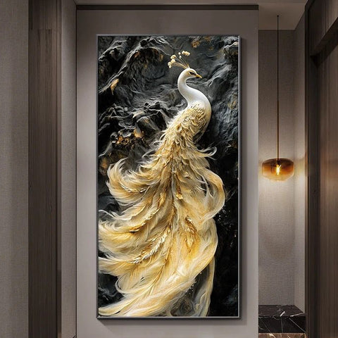 Minimalist Peacock Abstract Wall Art Painting