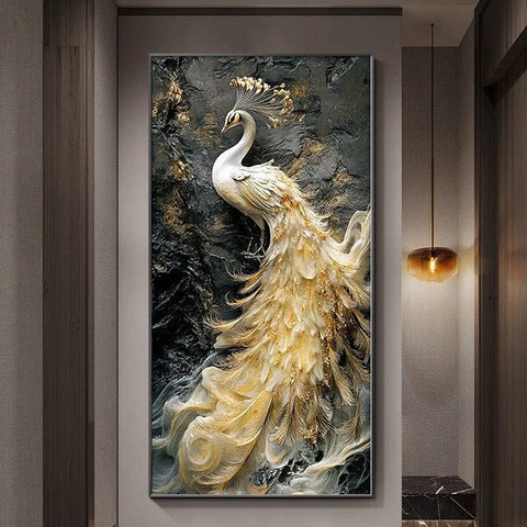 Minimalist Peacock Abstract Wall Art Painting